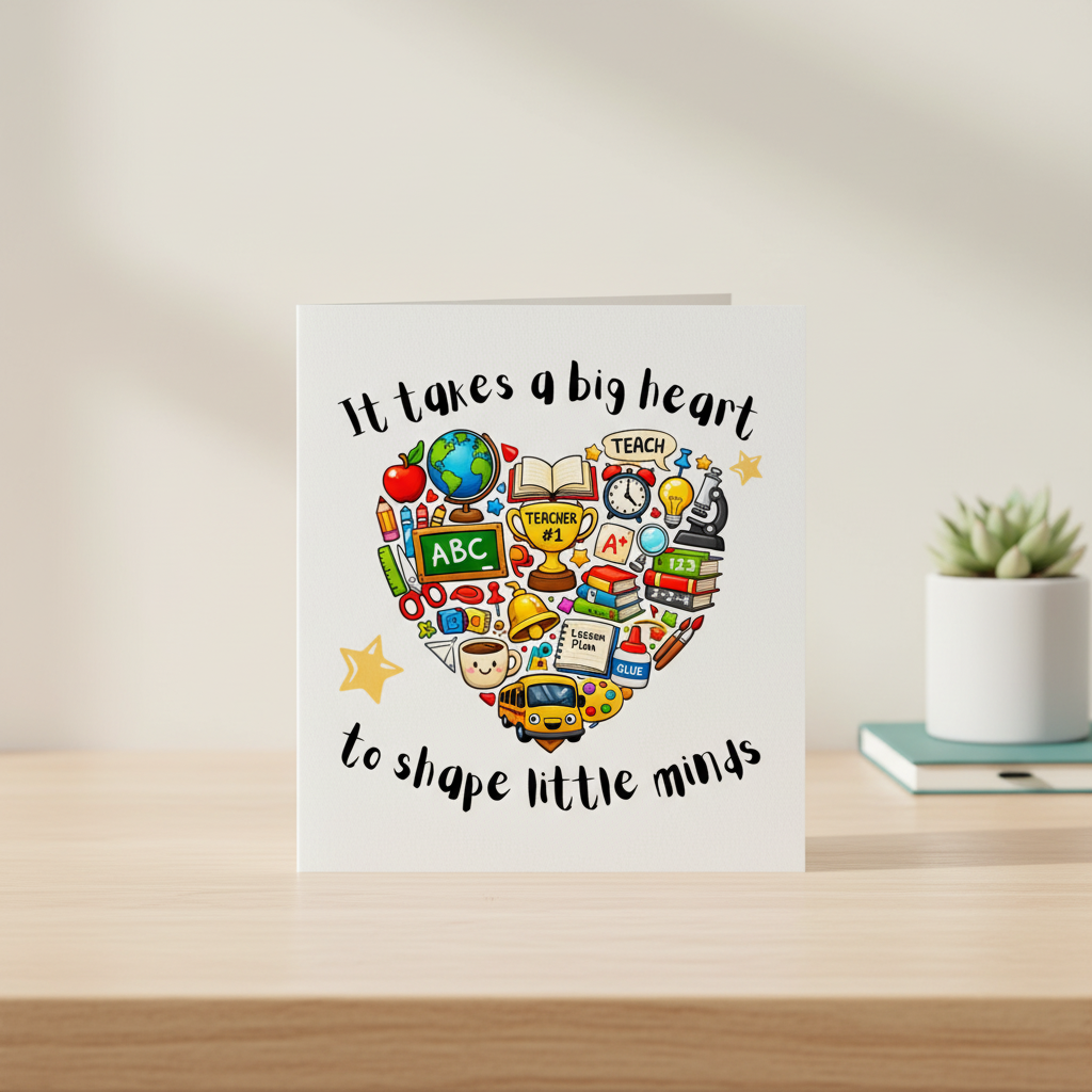 Big Heart Teacher Card - Thank You Card for Teachers