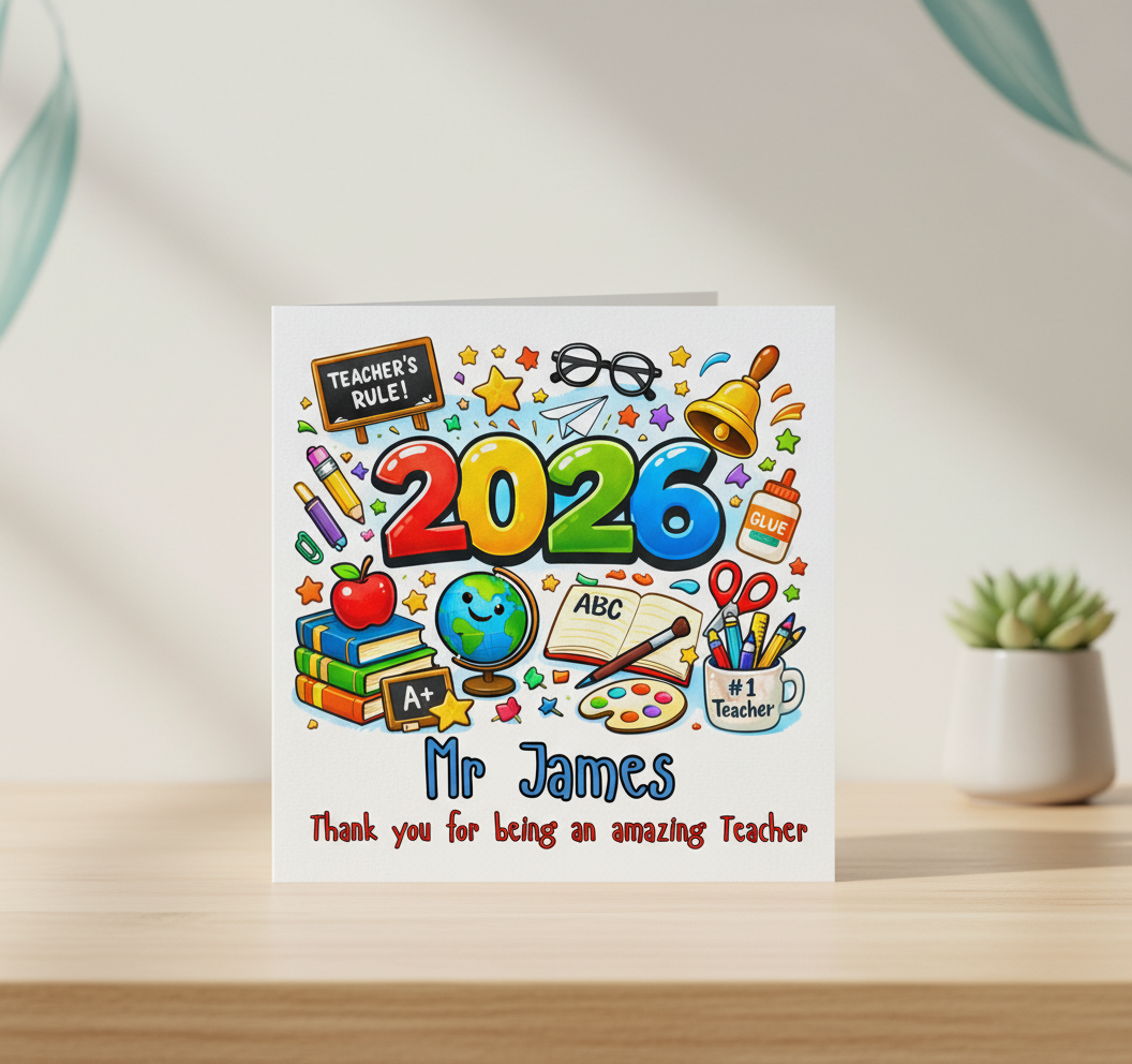 Personalised Thank You Teacher Card 2026 - Square Card
