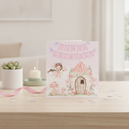 Pink Fairy Birthday Card - Square Greeting Card for Her