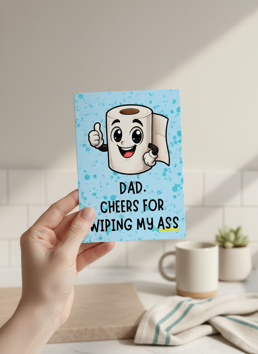 Dad Birthday Card: Cheers for Wiping My Ass - A5 Card
