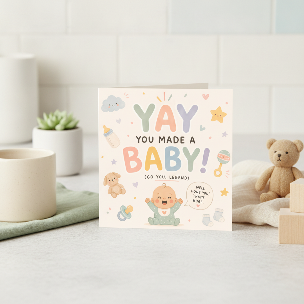 Funny New Baby Card: 'Yay You Made a Baby!' - Square Greeting Card