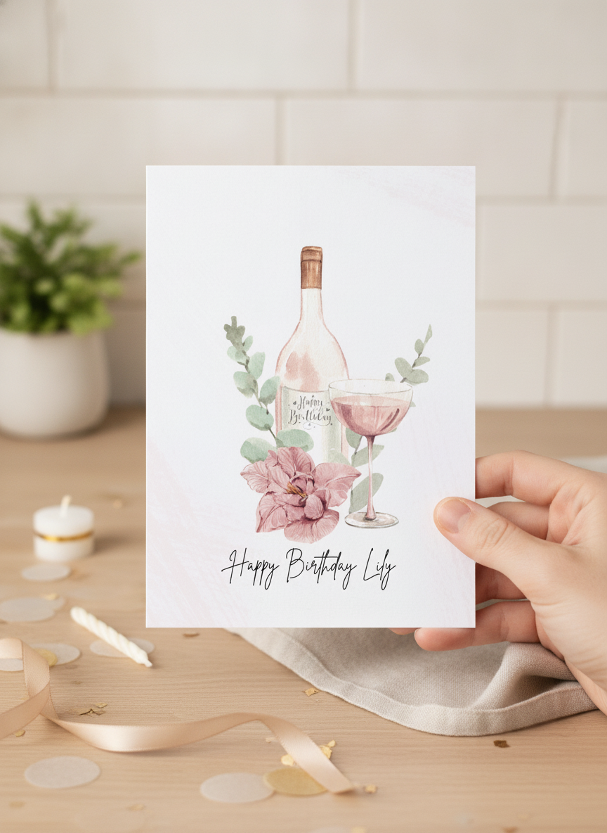 Personalised Floral Pink Birthday Card