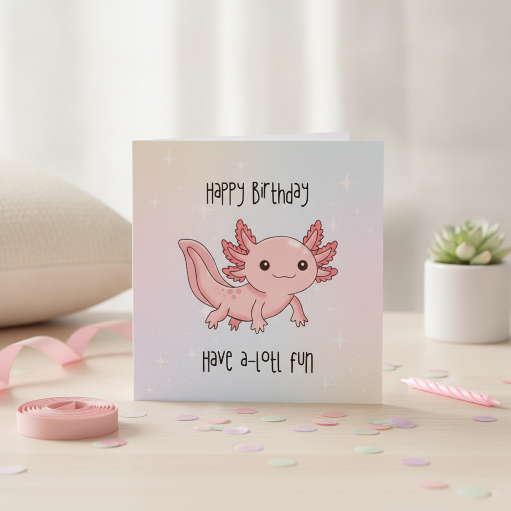 Have a Lotl Fun Axolotl Birthday Card - Square Greeting Card