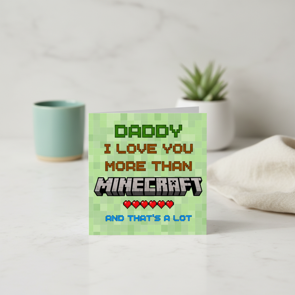 I Love You More Than Minecraft Card - Square Card