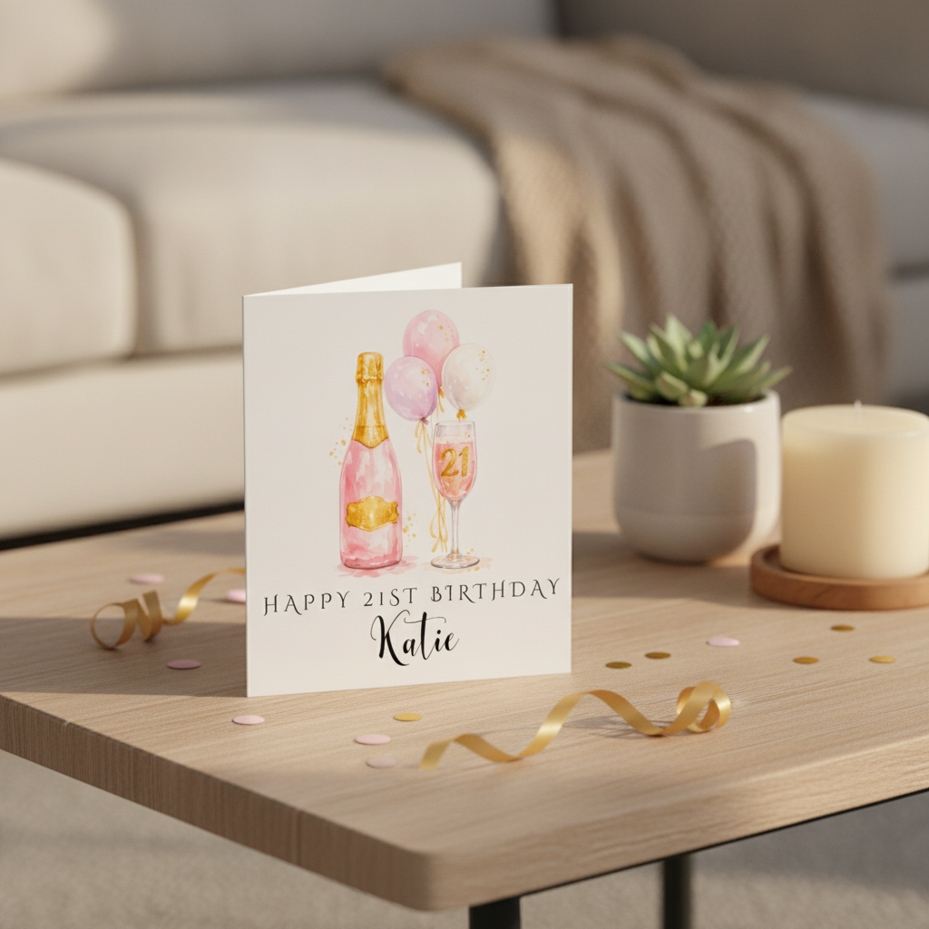 Personalised Pink 21st Birthday Card – Add a Name & Make it Pop!