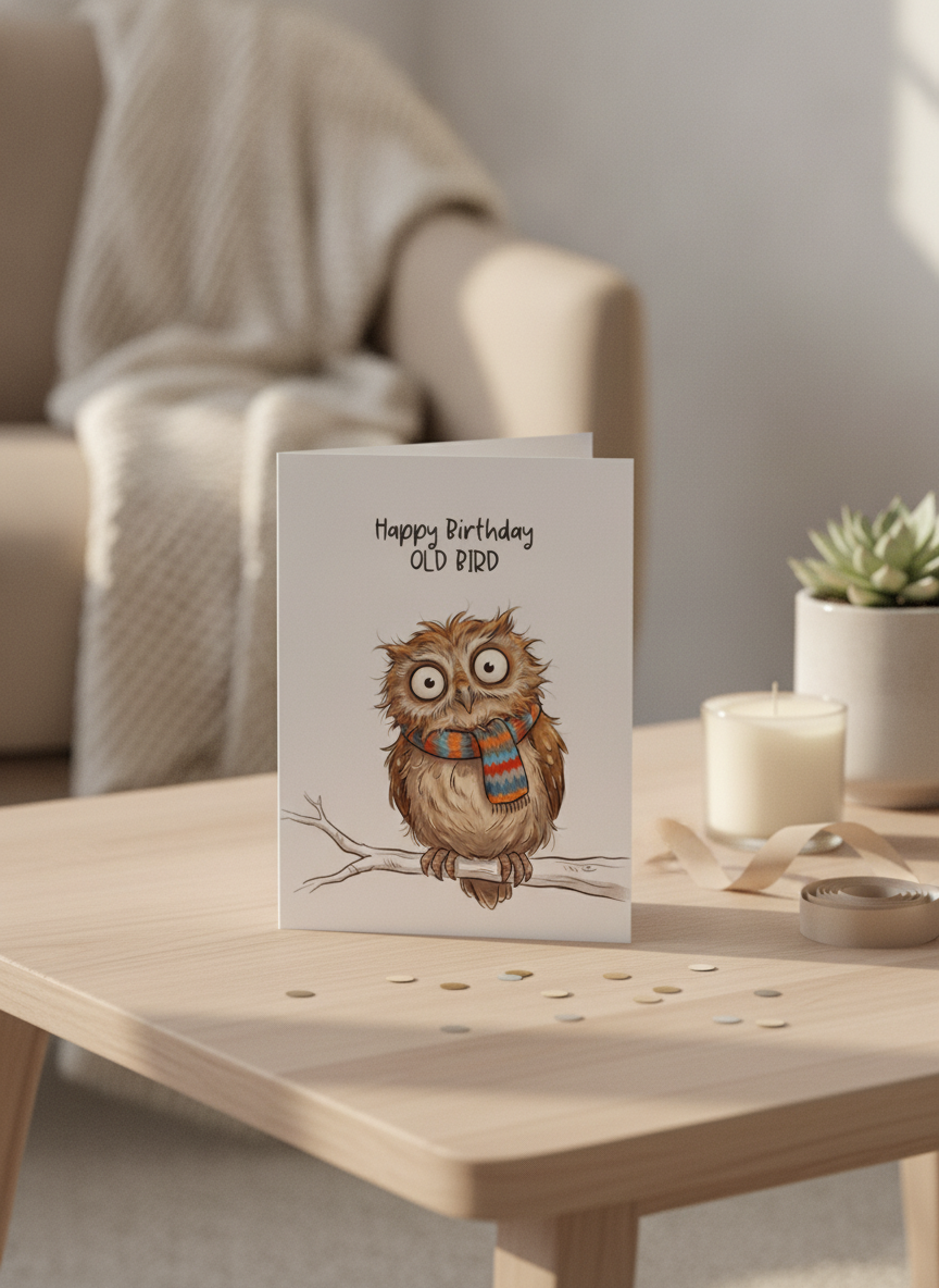Happy Birthday Old Bird A5 Card - Witty & Fun UK Birthday Greeting