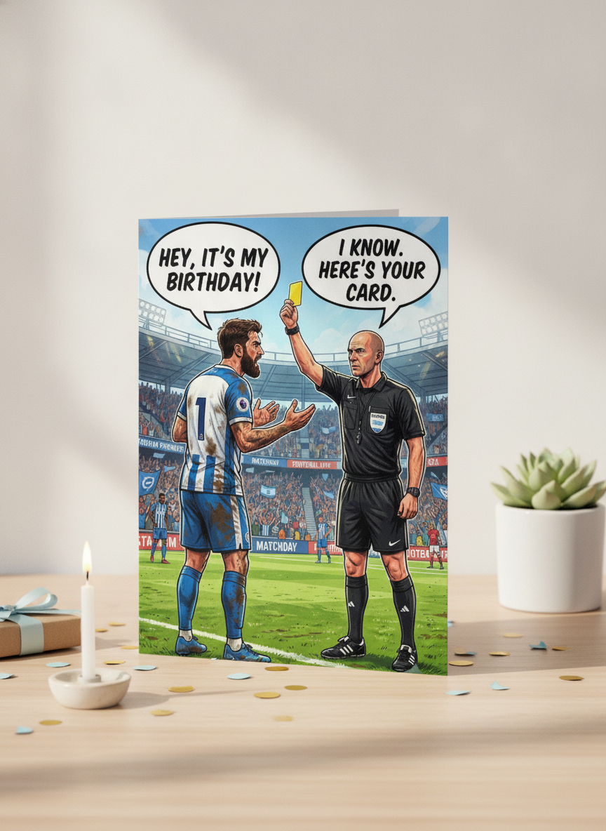Funny Football Yellow Card Birthday Card for Him A5