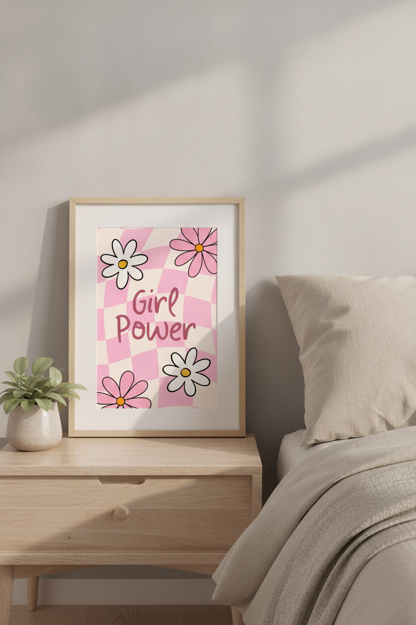 Pino's 'Girl Power' Flower A4 Print – Cheerful Kids' Room Decor