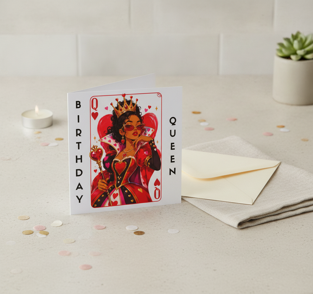 Birthday Queen Card: Crown-Worthy Square Greeting for Her
