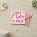 Cute Pink Axolotl Birthday Card - Square Greeting for a Special Celebration