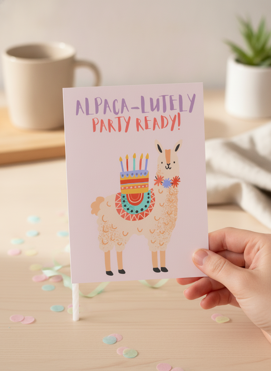 Get Your Groove On! Alpaca Birthday Card - A5 Celebration Card
