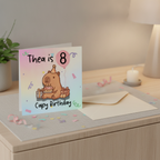 Personalised Capybara Birthday Card with Age and Name - Square
