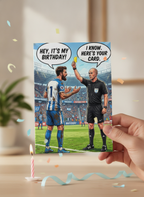 Funny Football Yellow Card Birthday Card for Him A5
