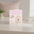 Pink Fairy Birthday Card - Square Greeting Card for Her