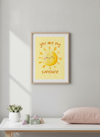 Brighten Their Day: 'You Are My Sunshine' Yellow Sun A4 Kids' Print