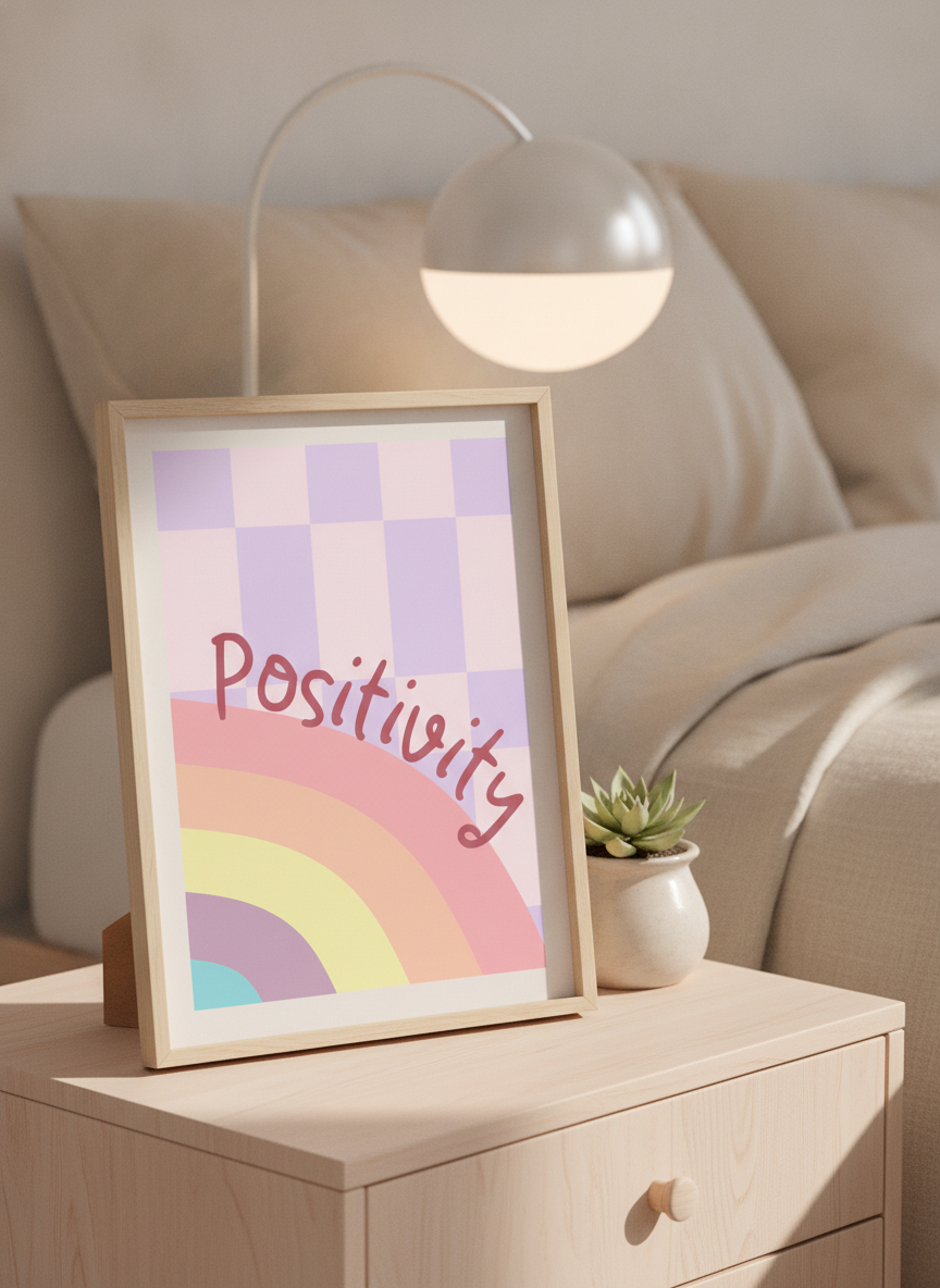 Kids' Pastel Rainbow Positivity A4 Wall Print - Brighten Their Day!