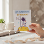 Out of This World Birthday Card - Fun Space Rocket Design Square
