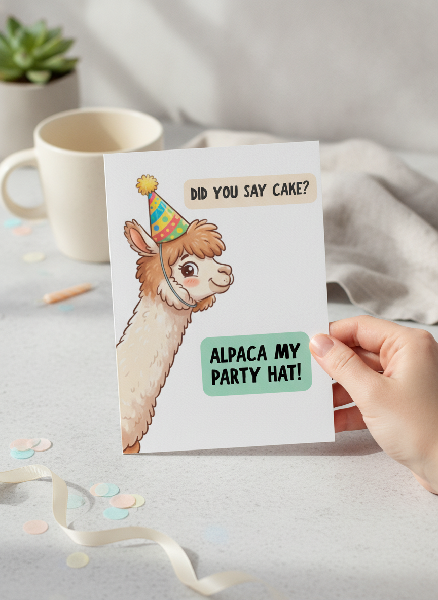 Alpaca My Party Hat Birthday Card - A5 Greeting Card for Friends