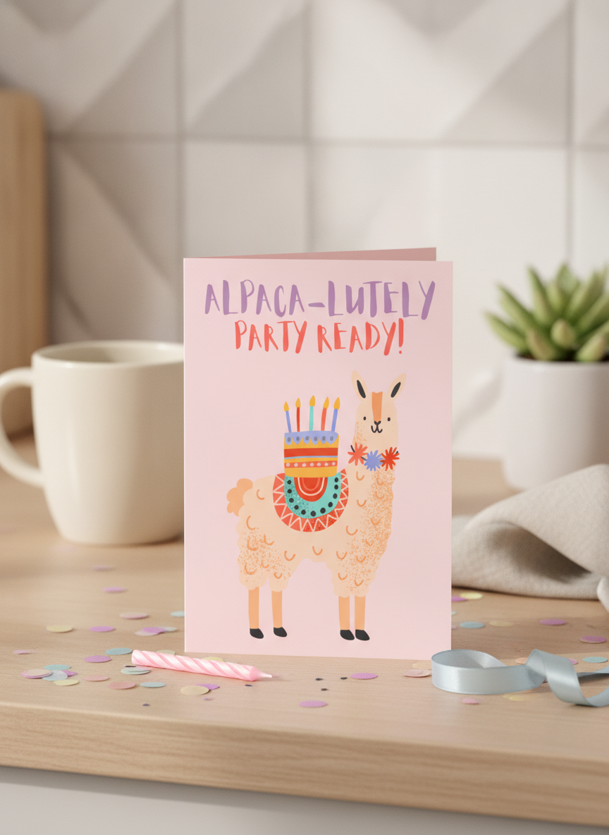 Get Your Groove On! Alpaca Birthday Card - A5 Celebration Card