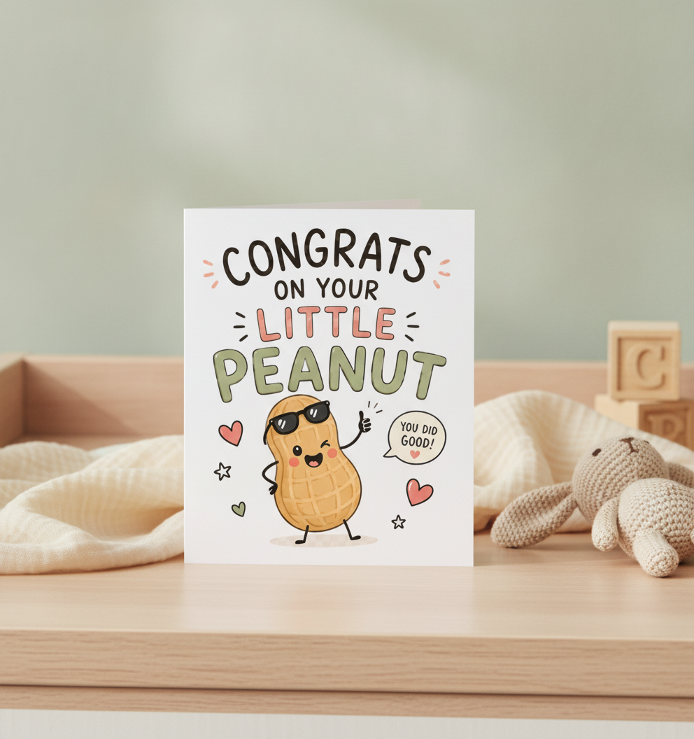 Congrats on Your Little Peanut Baby Card - Square Greetings Card