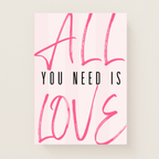 All You Need Is Love Print | A4 Wall Art | Pink Typography Quote Print | Modern Home Decor | The Digital Vibe
