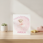 Personalised Ballerina Birthday Card - Custom Name Kids' Square Card