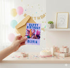 Kids Personalised Custom K-Pop Birthday Card, Purple A5