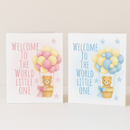 Welcome to the World New Baby Card – Pink or Blue Square Card