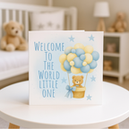 Welcome to the World New Baby Card – Pink or Blue Square Card