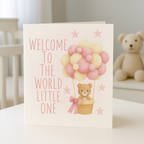 Welcome to the World New Baby Card – Pink or Blue Square Card