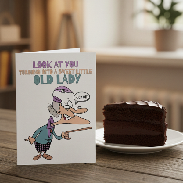 Funny Old Lady Birthday Card