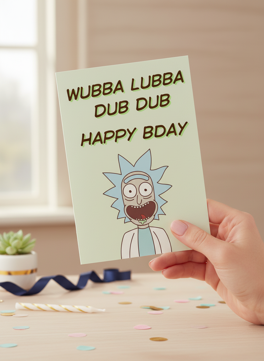 Wubba Lubba Dub Dub Birthday Card | Funny Rick & Morty Inspired Birthday Card. A6 A5