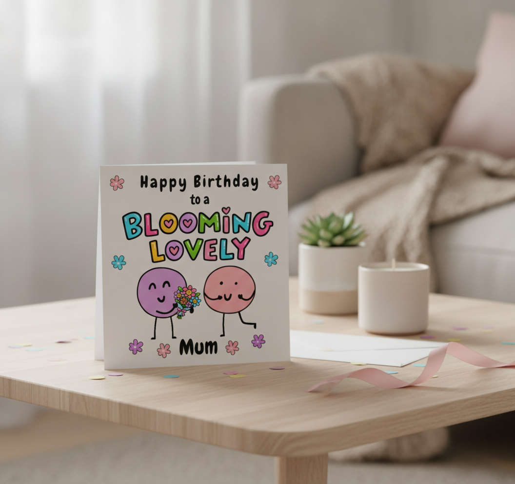 Blooming Lovely Mum Birthday Card - A Special Square Card for Her Day