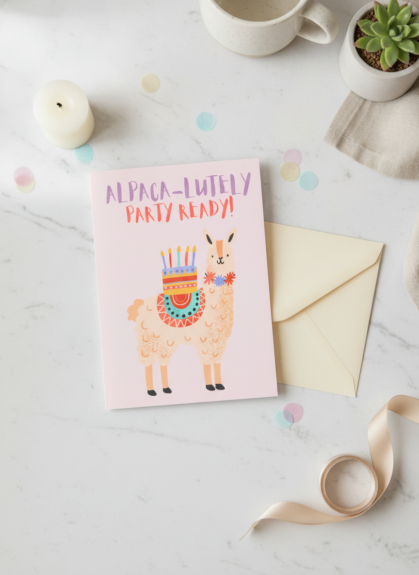 Get Your Groove On! Alpaca Birthday Card - A5 Celebration Card