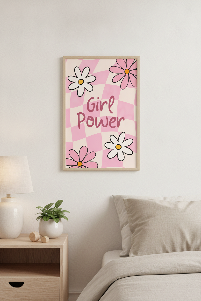 Pino's 'Girl Power' Flower A4 Print – Cheerful Kids' Room Decor