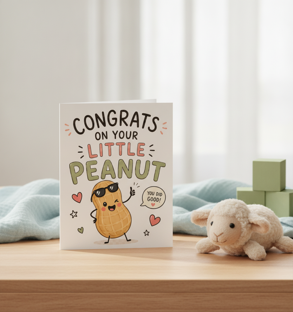 Congrats on Your Little Peanut Baby Card - Square Greetings Card