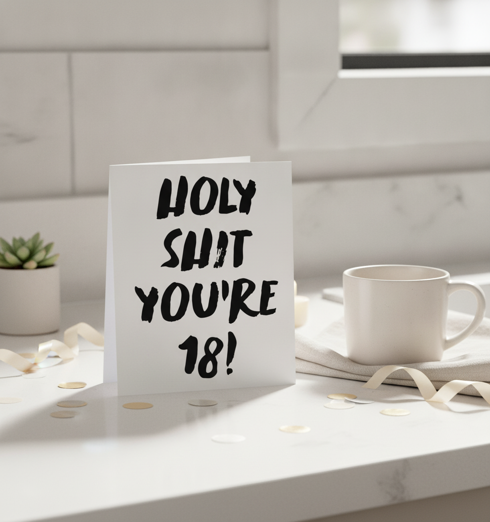 Holy Shit You're 18 Birthday Card - Funny 18th Card for Him or Her