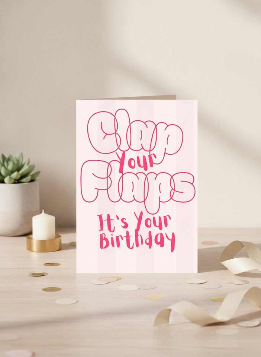 Clap Your Flaps It's Your Birthday Card for Her - A5 Cheeky Funny Card