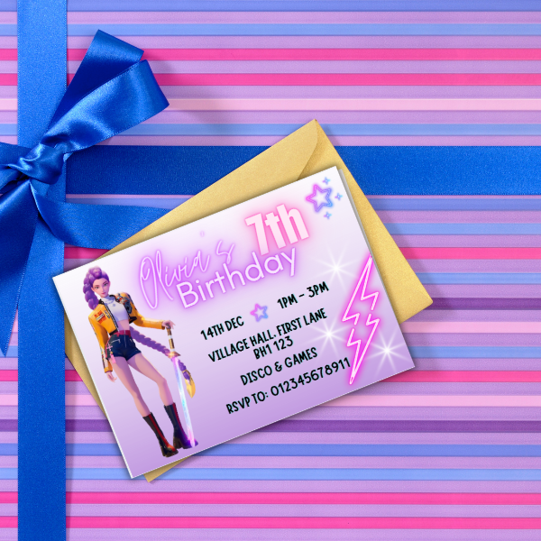 Personalised K-Pop Kids Birthday Party Invitations | Custom Name, Age & Details | Packs of 10, 20 or 30 | Includes Envelopes