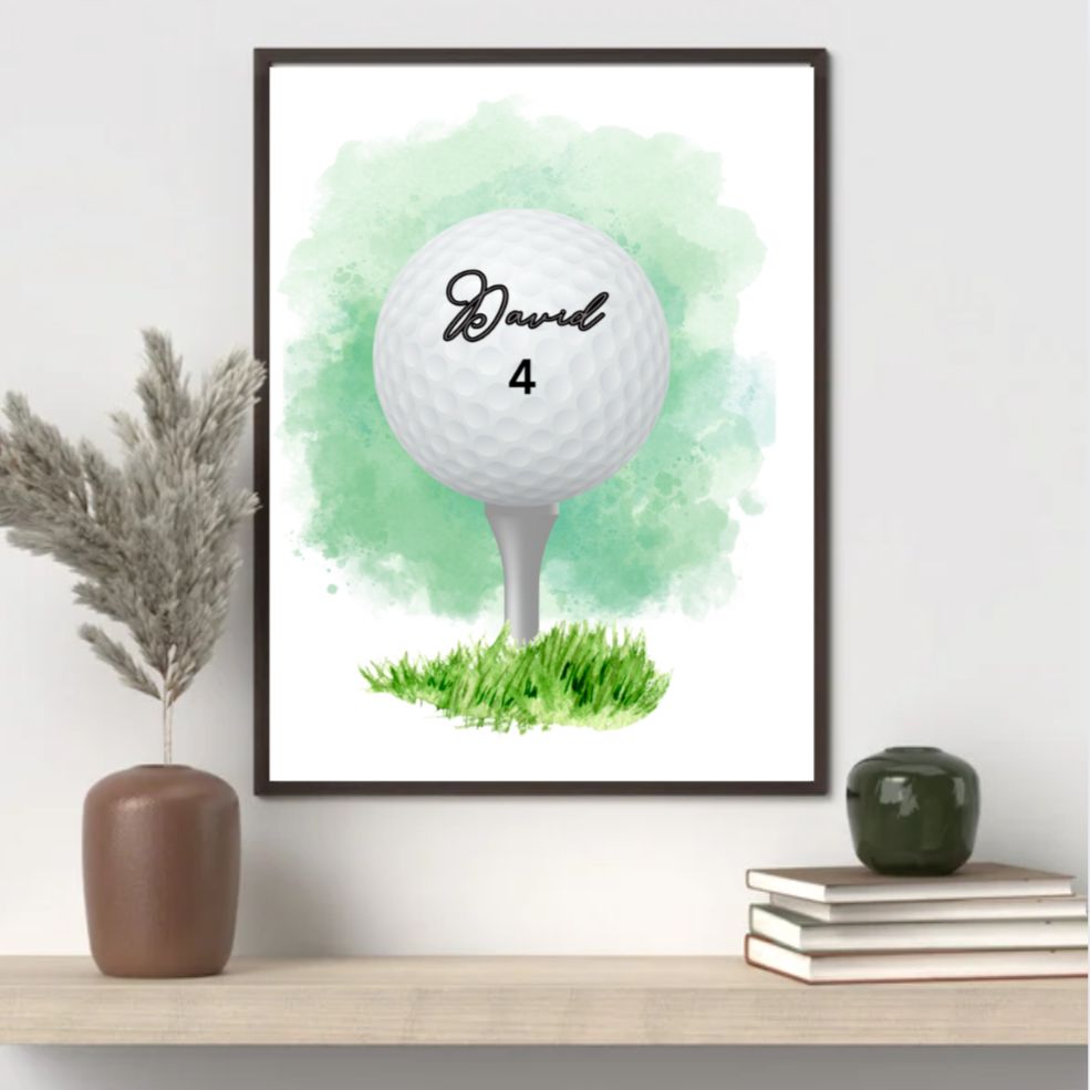 Personalised Name And Number Golf Tee Ball Print