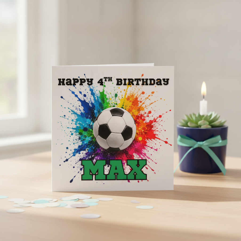 Personalised Football Birthday Card – Add Any Name & Number!