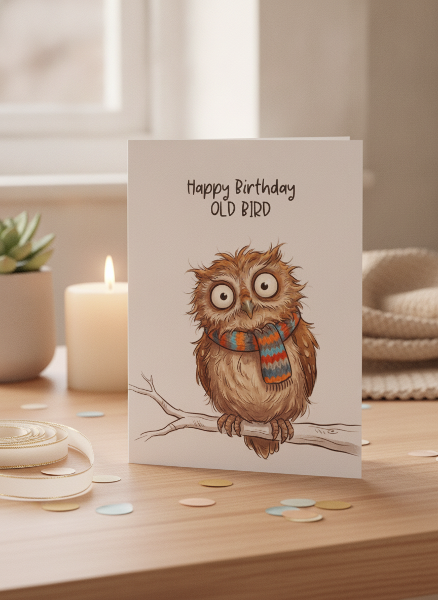 Happy Birthday Old Bird A5 Card - Witty & Fun UK Birthday Greeting