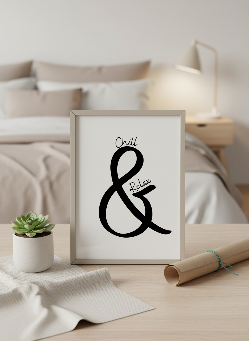 Chill & Relax Script Calligraphy A4 Print – Get Your Daily Calm On