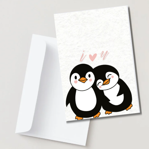 I Love You Penguin Card – Cute Romantic Anniversary or Valentine’s Card