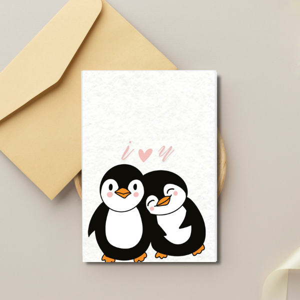 I Love You Penguin Card – Cute Romantic Anniversary or Valentine’s Card