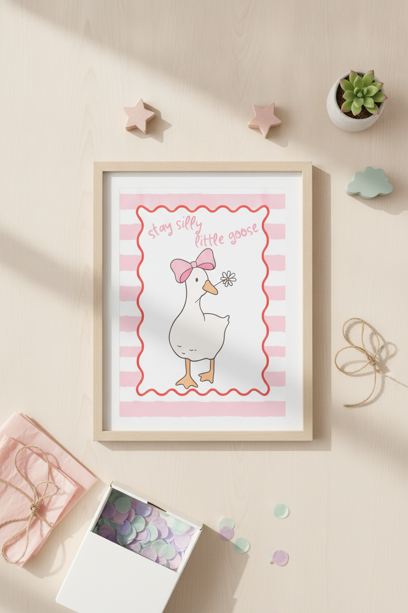 Stay Silly Little Goose A4 Kids' Print - Cheeky Nursery Wall Art