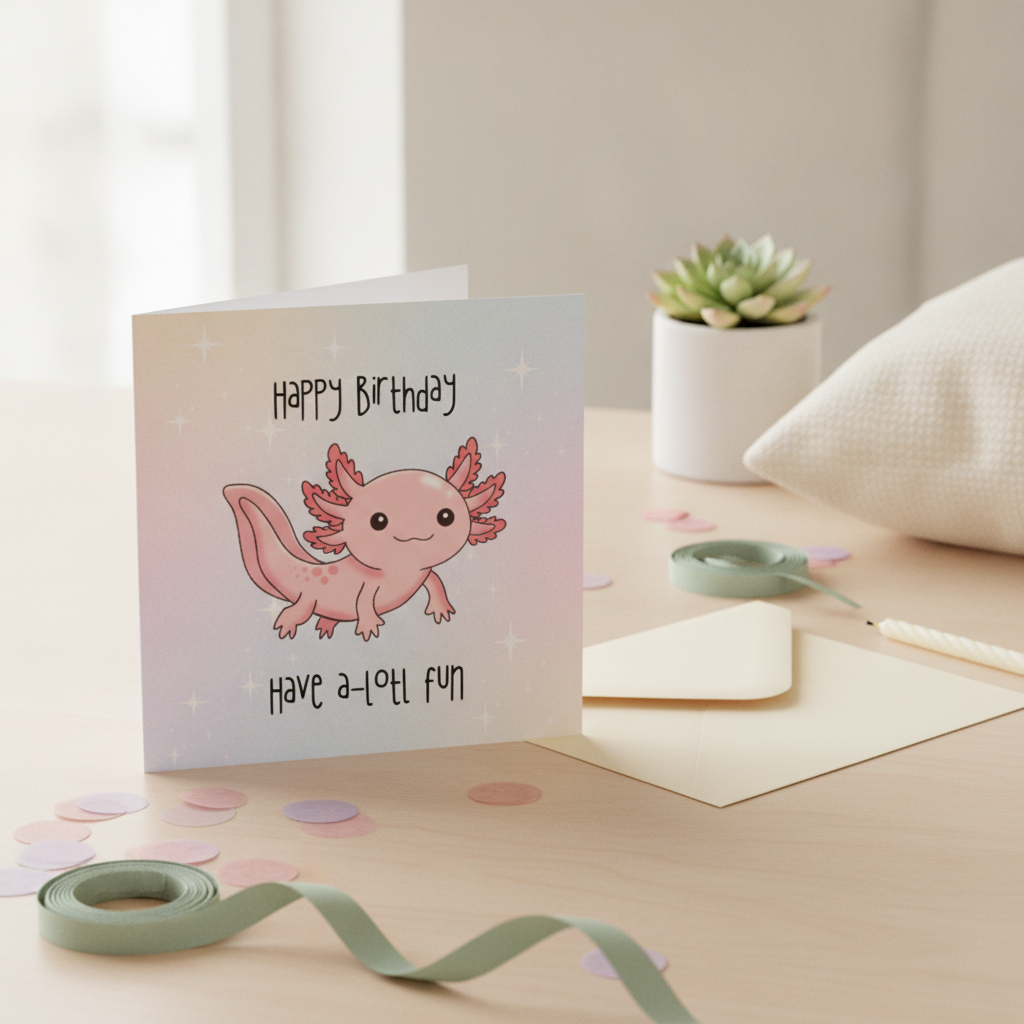 Have a Lotl Fun Axolotl Birthday Card - Square Greeting Card