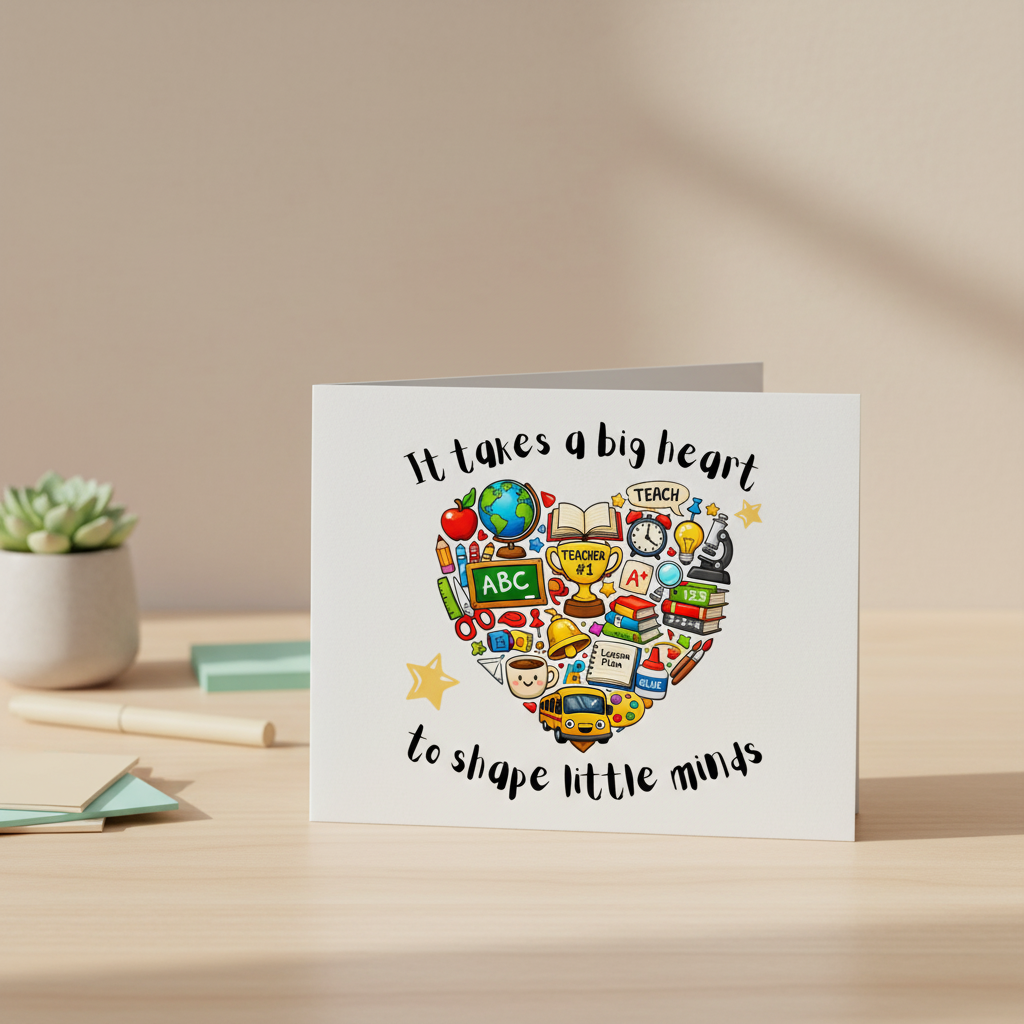 Big Heart Teacher Card - Thank You Card for Teachers