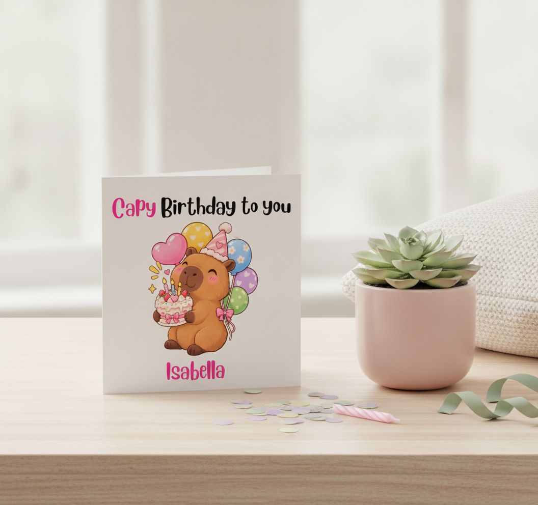 Get This Personalised Capybara Birthday Card for Your Favourite Person!