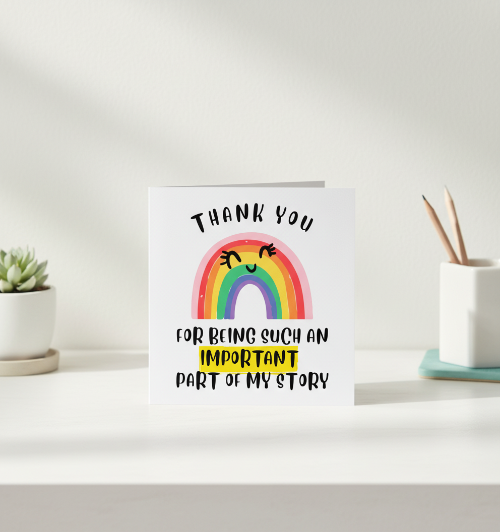 Rainbow Teacher Card - Thank You Card for Teachers (Square)